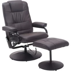 HOMCOM Fauteuil De Massage Et Relaxation électrique Pivotant Inclinable Avec Repose-pied Revêtement Synthétique Chocolat - Marron