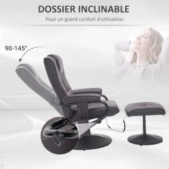 HOMCOM Fauteuil De Massage Et Relaxation électrique Pivotant Inclinable Avec Repose-pied Revêtement Synthétique Chocolat - Marron 11 HOMCOM Fauteuil De Massage Et Relaxation électrique Pivotant Inclinable Avec Repose-pied Revêtement Synthétique Chocolat - Marron -France HOMCOM Soldes 2022 40474305 5