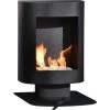 HOMCOM Cheminée Bioéthanol Sur Pied Design Contemporain - Brûleur 1,5 L - Contrôle De Flamme Et Manche Inclus - Acier Noir - Noir