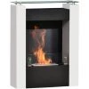 HOMCOM Cheminée Bioéthanol Design Contemporain - étagère, Pare-feu Verre Trempé 6 Mm - Brûleur 1,5 L - Contrôle De Flamme Et Manche Inclus - Acier Noir Blanc - Blanc -France HOMCOM Soldes 2022 40474340 1