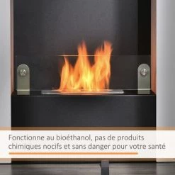 HOMCOM Cheminée Bioéthanol Design Contemporain - étagère, Pare-feu Verre Trempé 6 Mm - Brûleur 1,5 L - Contrôle De Flamme Et Manche Inclus - Acier Noir Blanc - Blanc -France HOMCOM Soldes 2022 40474340 5