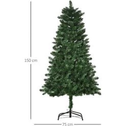 HOMCOM Sapin De Noël Artificiel Ø 75 X 150H Cm 454 Branches épines Imitation Nordmann Grand Réalisme Vert - Vert -France HOMCOM Soldes 2022 40474385 3