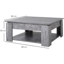 HOMCOM Table Basse Carrée Design Contemporain Avec étagère Dim. 80L X 80l X 36H Cm Panneaux Particules Gris Vieilli - Gris 9 HOMCOM Table Basse Carrée Design Contemporain Avec étagère Dim. 80L X 80l X 36H Cm Panneaux Particules Gris Vieilli - Gris -France HOMCOM Soldes 2022 40474405 3