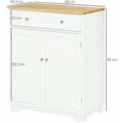HOMCOM Buffet Multi-rangement 2 Portes Avec étagère Réglable 2 Tiroirs Coulissants MDF Plateau Bois D'hévéa - Blanc 9 HOMCOM Buffet Multi-rangement 2 Portes Avec étagère Réglable 2 Tiroirs Coulissants MDF Plateau Bois D'hévéa - Blanc -France HOMCOM Soldes 2022 40474451 3