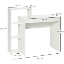 HOMCOM Bureau Informatique 4 étagères Dim. 110L X 50l X 100H Cm Panneaux Particules Blanc - Blanc -France HOMCOM Soldes 2022 40474473 3