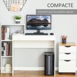 HOMCOM Bureau Informatique 4 étagères Dim. 110L X 50l X 100H Cm Panneaux Particules Blanc - Blanc -France HOMCOM Soldes 2022 40474473 5