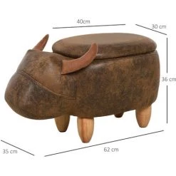 HOMCOM Tabouret Vache - Pouf Vachette - Pouf Taureau Coffre De Rangement 2 En 1 - Pieds Bois D'hévéa Revêtement Synthétique Aspect Daim Vieilli Marron - Marron 9 HOMCOM Tabouret Vache - Pouf Vachette - Pouf Taureau Coffre De Rangement 2 En 1 - Pieds Bois D'hévéa Revêtement Synthétique Aspect Daim Vieilli Marron - Marron -France HOMCOM Soldes 2022 40474482 3
