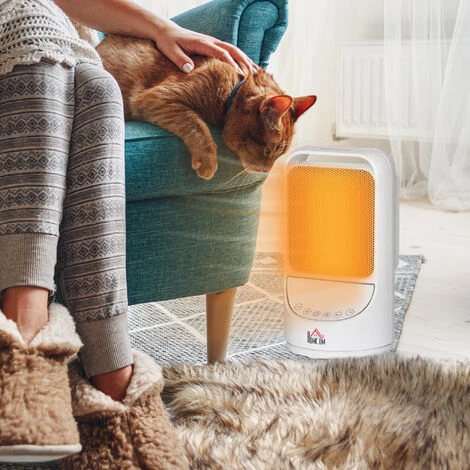 HOMCOM Chauffage Soufflant Oscillant 1500 W - Mini Radiateur Céramique PTC - 3 Niveaux De Puissance - Chauffage D'appoint Avec Télécommande Blanc - Blanc 4 HOMCOM Chauffage Soufflant Oscillant 1500 W - Mini Radiateur Céramique PTC - 3 Niveaux De Puissance - Chauffage D'appoint Avec Télécommande Blanc - Blanc – Image 2
