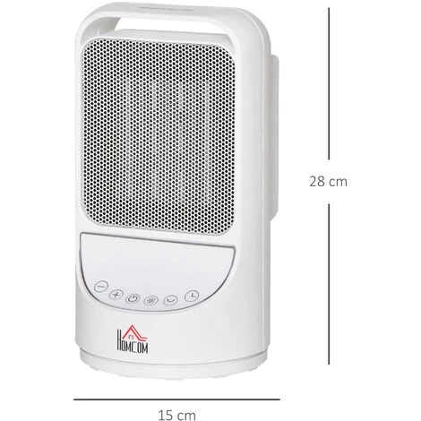 HOMCOM Chauffage Soufflant Oscillant 1500 W - Mini Radiateur Céramique PTC - 3 Niveaux De Puissance - Chauffage D'appoint Avec Télécommande Blanc - Blanc 5 HOMCOM Chauffage Soufflant Oscillant 1500 W - Mini Radiateur Céramique PTC - 3 Niveaux De Puissance - Chauffage D'appoint Avec Télécommande Blanc - Blanc – Image 3