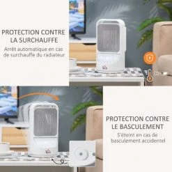 HOMCOM Chauffage Soufflant Oscillant 1500 W - Mini Radiateur Céramique PTC - 3 Niveaux De Puissance - Chauffage D'appoint Avec Télécommande Blanc - Blanc 11 HOMCOM Chauffage Soufflant Oscillant 1500 W - Mini Radiateur Céramique PTC - 3 Niveaux De Puissance - Chauffage D'appoint Avec Télécommande Blanc - Blanc -France HOMCOM Soldes 2022 40501524 5