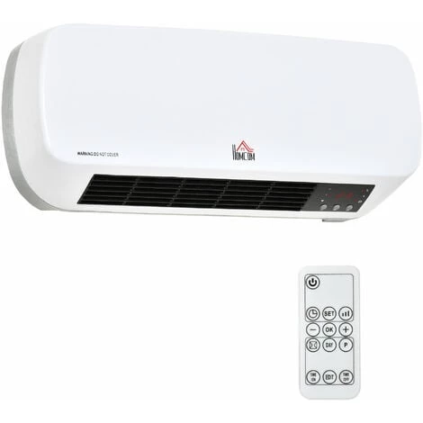 HOMCOM Radiateur Mural Soufflant 2000 W - Chauffage Céramique PTC - 3 Niveaux De Puissance - Télécommande Incluse Blanc Noir - Blanc 3 HOMCOM Radiateur Mural Soufflant 2000 W - Chauffage Céramique PTC - 3 Niveaux De Puissance - Télécommande Incluse Blanc Noir - Blanc