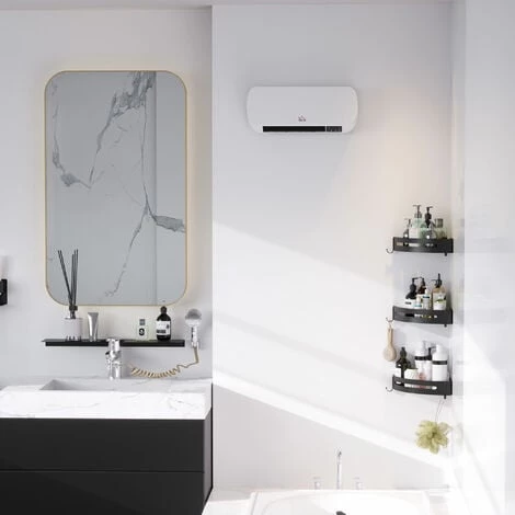 HOMCOM Radiateur Mural Soufflant 2000 W - Chauffage Céramique PTC - 3 Niveaux De Puissance - Télécommande Incluse Blanc Noir - Blanc 4 HOMCOM Radiateur Mural Soufflant 2000 W - Chauffage Céramique PTC - 3 Niveaux De Puissance - Télécommande Incluse Blanc Noir - Blanc – Image 2