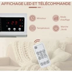 HOMCOM Radiateur Mural Soufflant 2000 W - Chauffage Céramique PTC - 3 Niveaux De Puissance - Télécommande Incluse Blanc Noir - Blanc 11 HOMCOM Radiateur Mural Soufflant 2000 W - Chauffage Céramique PTC - 3 Niveaux De Puissance - Télécommande Incluse Blanc Noir - Blanc -France HOMCOM Soldes 2022 40501626 5