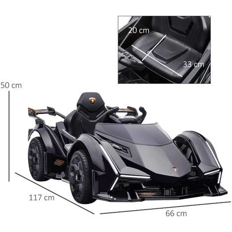 HOMCOM Voiture électrique Enfants De Sport Hypercar Lambo 12 V - V. Max. 5 Km/h Effets Sonores Et Lumineux Télécommande Noir - Noir 5 HOMCOM Voiture électrique Enfants De Sport Hypercar Lambo 12 V - V. Max. 5 Km/h Effets Sonores Et Lumineux Télécommande Noir - Noir – Image 3