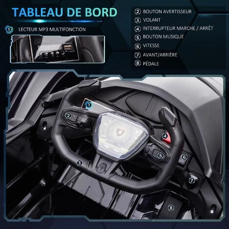 HOMCOM Voiture électrique Enfants De Sport Hypercar Lambo 12 V - V. Max. 5 Km/h Effets Sonores Et Lumineux Télécommande Noir - Noir 6 HOMCOM Voiture électrique Enfants De Sport Hypercar Lambo 12 V - V. Max. 5 Km/h Effets Sonores Et Lumineux Télécommande Noir - Noir – Image 4