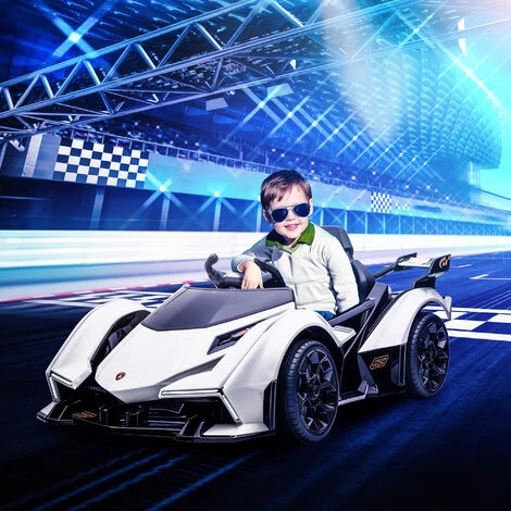HOMCOM Voiture électrique Enfants De Sport Hypercar Lambo 12 V - V. Max. 5 Km/h Effets Sonores Et Lumineux Télécommande Blanc 4 HOMCOM Voiture électrique Enfants De Sport Hypercar Lambo 12 V - V. Max. 5 Km/h Effets Sonores Et Lumineux Télécommande Blanc – Image 2