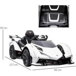 HOMCOM Voiture électrique Enfants De Sport Hypercar Lambo 12 V - V. Max. 5 Km/h Effets Sonores Et Lumineux Télécommande Blanc 9 HOMCOM Voiture électrique Enfants De Sport Hypercar Lambo 12 V - V. Max. 5 Km/h Effets Sonores Et Lumineux Télécommande Blanc -France HOMCOM Soldes 2022 41318220 3