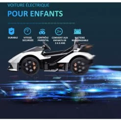 HOMCOM Voiture électrique Enfants De Sport Hypercar Lambo 12 V - V. Max. 5 Km/h Effets Sonores Et Lumineux Télécommande Blanc 11 HOMCOM Voiture électrique Enfants De Sport Hypercar Lambo 12 V - V. Max. 5 Km/h Effets Sonores Et Lumineux Télécommande Blanc -France HOMCOM Soldes 2022 41318220 5