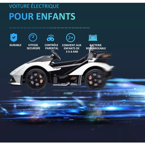 HOMCOM Voiture électrique Enfants De Sport Hypercar Lambo 12 V - V. Max. 5 Km/h Effets Sonores Et Lumineux Télécommande Blanc 7 HOMCOM Voiture électrique Enfants De Sport Hypercar Lambo 12 V - V. Max. 5 Km/h Effets Sonores Et Lumineux Télécommande Blanc – Image 5