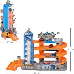 HOMCOM Garage Parking Voitures Enfant - 3 Niveaux, 6 Voitures, Ascenseur, Rampes En Spirale, 15 Places Stationnement - PP ABS Orange Gris Bleu - Orange 9 HOMCOM Garage Parking Voitures Enfant - 3 Niveaux, 6 Voitures, Ascenseur, Rampes En Spirale, 15 Places Stationnement - PP ABS Orange Gris Bleu - Orange -France HOMCOM Soldes 2022 41318223 3
