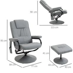 HOMCOM Fauteuil De Massage Et Relaxation électrique Pivotant Inclinable Avec Repose-pied Revêtement Synthétique Gris - Gris 9 HOMCOM Fauteuil De Massage Et Relaxation électrique Pivotant Inclinable Avec Repose-pied Revêtement Synthétique Gris - Gris -France HOMCOM Soldes 2022 41318225 3