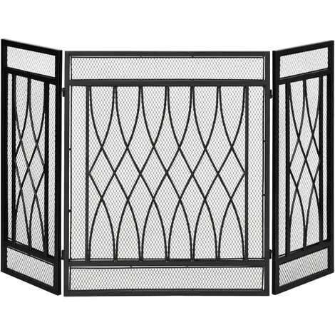 HOMCOM Grille De Protection Pour Cheminée - Pare-feu Large Pour Cheminée Ou Poêle - Pare-étincelles - Barrière De Sécurité - 3 Volets Pliables - Métal Noir - Noir 3 HOMCOM Grille De Protection Pour Cheminée - Pare-feu Large Pour Cheminée Ou Poêle - Pare-étincelles - Barrière De Sécurité - 3 Volets Pliables - Métal Noir - Noir