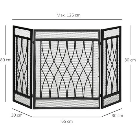 HOMCOM Grille De Protection Pour Cheminée - Pare-feu Large Pour Cheminée Ou Poêle - Pare-étincelles - Barrière De Sécurité - 3 Volets Pliables - Métal Noir - Noir 5 HOMCOM Grille De Protection Pour Cheminée - Pare-feu Large Pour Cheminée Ou Poêle - Pare-étincelles - Barrière De Sécurité - 3 Volets Pliables - Métal Noir - Noir – Image 3