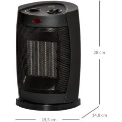 HOMCOM Chauffage Soufflant Oscillant 1500 W - Mini Radiateur Céramique PTC - 3 Niveaux De Puissance - Chauffage D'appoint Noir - Noir 9 HOMCOM Chauffage Soufflant Oscillant 1500 W - Mini Radiateur Céramique PTC - 3 Niveaux De Puissance - Chauffage D'appoint Noir - Noir -France HOMCOM Soldes 2022 41318227 3