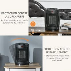 HOMCOM Chauffage Soufflant Oscillant 1500 W - Mini Radiateur Céramique PTC - 3 Niveaux De Puissance - Chauffage D'appoint Noir - Noir 11 HOMCOM Chauffage Soufflant Oscillant 1500 W - Mini Radiateur Céramique PTC - 3 Niveaux De Puissance - Chauffage D'appoint Noir - Noir -France HOMCOM Soldes 2022 41318227 5