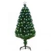 HOMCOM Sapin De Noël Artificiel Lumineux Fibre Optique LED 130 Ampoules Multicolores Ø 60 X 120H Cm 130 Branches étoile Sommet Brillante Vert - Vert -France HOMCOM Soldes 2022 41318228 1