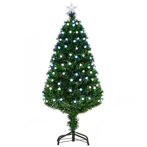 HOMCOM Sapin De Noël Artificiel Lumineux Fibre Optique LED 130 Ampoules Multicolores Ø 60 X 120H Cm 130 Branches étoile Sommet Brillante Vert - Vert 3 HOMCOM Sapin De Noël Artificiel Lumineux Fibre Optique LED 130 Ampoules Multicolores Ø 60 X 120H Cm 130 Branches étoile Sommet Brillante Vert - Vert