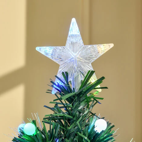 HOMCOM Sapin De Noël Artificiel Lumineux Fibre Optique LED 130 Ampoules Multicolores Ø 60 X 120H Cm 130 Branches étoile Sommet Brillante Vert - Vert 6 HOMCOM Sapin De Noël Artificiel Lumineux Fibre Optique LED 130 Ampoules Multicolores Ø 60 X 120H Cm 130 Branches étoile Sommet Brillante Vert - Vert – Image 4