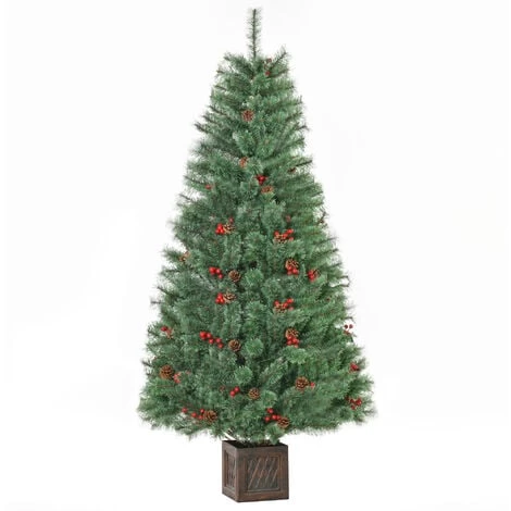 HOMCOM Sapin De Noël Artificiel Ø 90 X 180H Cm - 434 Branches épines Imitation Nordmann Grand Réalisme - 49 Houx, 49 Pommes De Pin, Pot Inclus - Métal PVC PP Marron Vert - Vert 3 HOMCOM Sapin De Noël Artificiel Ø 90 X 180H Cm - 434 Branches épines Imitation Nordmann Grand Réalisme - 49 Houx, 49 Pommes De Pin, Pot Inclus - Métal PVC PP Marron Vert - Vert