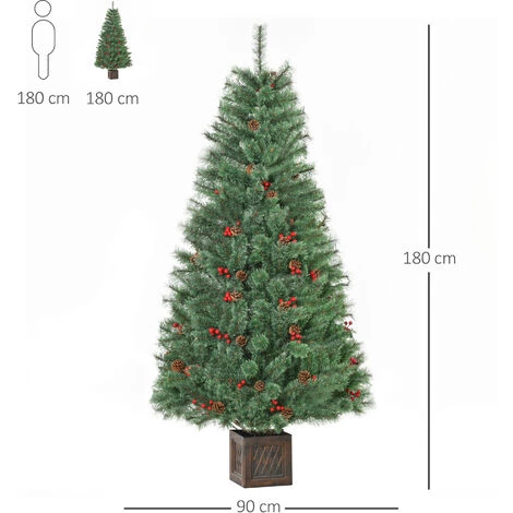 HOMCOM Sapin De Noël Artificiel Ø 90 X 180H Cm - 434 Branches épines Imitation Nordmann Grand Réalisme - 49 Houx, 49 Pommes De Pin, Pot Inclus - Métal PVC PP Marron Vert - Vert 5 HOMCOM Sapin De Noël Artificiel Ø 90 X 180H Cm - 434 Branches épines Imitation Nordmann Grand Réalisme - 49 Houx, 49 Pommes De Pin, Pot Inclus - Métal PVC PP Marron Vert - Vert – Image 3