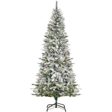 HOMCOM Sapin De Noël Artificiel Enneigé Lumineux LED X 250 Multicolore Ø 112 X 210H Cm 829 Branches Vert Blanc - Blanc 3 HOMCOM Sapin De Noël Artificiel Enneigé Lumineux LED X 250 Multicolore Ø 112 X 210H Cm 829 Branches Vert Blanc - Blanc