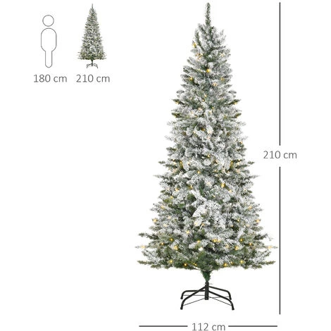 HOMCOM Sapin De Noël Artificiel Enneigé Lumineux LED X 250 Multicolore Ø 112 X 210H Cm 829 Branches Vert Blanc - Blanc 5 HOMCOM Sapin De Noël Artificiel Enneigé Lumineux LED X 250 Multicolore Ø 112 X 210H Cm 829 Branches Vert Blanc - Blanc – Image 3