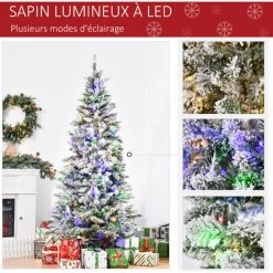 HOMCOM Sapin De Noël Artificiel Enneigé Lumineux LED X 250 Multicolore Ø 112 X 210H Cm 829 Branches Vert Blanc - Blanc 11 HOMCOM Sapin De Noël Artificiel Enneigé Lumineux LED X 250 Multicolore Ø 112 X 210H Cm 829 Branches Vert Blanc - Blanc -France HOMCOM Soldes 2022 41318231 5