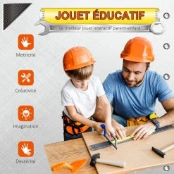 HOMCOM Etabli Et Outils Pour Enfant - Jeu D'imitation Bricolage - Nombreux Accessoires Plus De 50 Pièces & Outils Variés - PP Noir Gris Rouge - Noir -France HOMCOM Soldes 2022 41918967 4