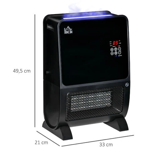 HOMCOM Chauffage Humidificateur 2 En 1 Avec éclairage LED 3 Couleurs - Chauffage Soufflant 2000 W Céramique PTC - 3 Modes, Timer - Télécommande Incluse - ABS Noir 5 HOMCOM Chauffage Humidificateur 2 En 1 Avec éclairage LED 3 Couleurs - Chauffage Soufflant 2000 W Céramique PTC - 3 Modes, Timer - Télécommande Incluse - ABS Noir – Image 3