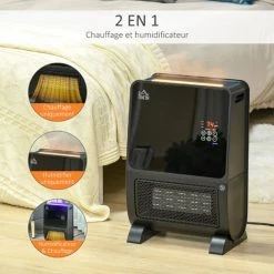 HOMCOM Chauffage Humidificateur 2 En 1 Avec éclairage LED 3 Couleurs - Chauffage Soufflant 2000 W Céramique PTC - 3 Modes, Timer - Télécommande Incluse - ABS Noir 10 HOMCOM Chauffage Humidificateur 2 En 1 Avec éclairage LED 3 Couleurs - Chauffage Soufflant 2000 W Céramique PTC - 3 Modes, Timer - Télécommande Incluse - ABS Noir -France HOMCOM Soldes 2022 41918983 4