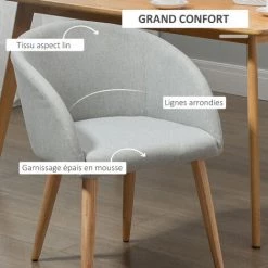 HOMCOM Chaises De Visiteur Design Scandinave - Lot De 2 Chaises - Pieds Inclinés Effilés Bois Caoutchouc - Assise Dossier Accoudoirs Ergonomiques Aspect Lin Gris - Gris 11 HOMCOM Chaises De Visiteur Design Scandinave - Lot De 2 Chaises - Pieds Inclinés Effilés Bois Caoutchouc - Assise Dossier Accoudoirs Ergonomiques Aspect Lin Gris - Gris -France HOMCOM Soldes 2022 41918995 5