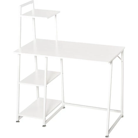 HOMCOM Bureau Informatique Design Contemporain 3 étagères Panneaux De Particules Châssis Métal Blanc 3 HOMCOM Bureau Informatique Design Contemporain 3 étagères Panneaux De Particules Châssis Métal Blanc