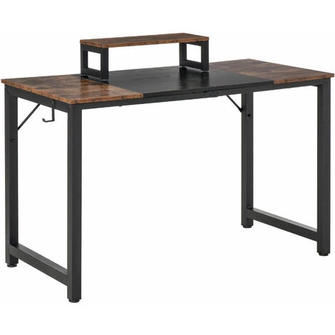 HOMCOM Bureau Design Industriel - Support écran Intégré - Châssis Métal Noir Grand Plateau Panneaux Particules Bicolore Noir Et Boisé 3 HOMCOM Bureau Design Industriel - Support écran Intégré - Châssis Métal Noir Grand Plateau Panneaux Particules Bicolore Noir Et Boisé