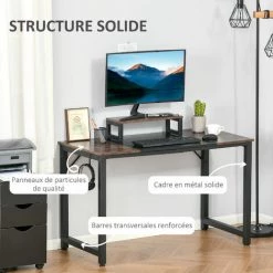 HOMCOM Bureau Design Industriel - Support écran Intégré - Châssis Métal Noir Grand Plateau Panneaux Particules Bicolore Noir Et Boisé 10 HOMCOM Bureau Design Industriel - Support écran Intégré - Châssis Métal Noir Grand Plateau Panneaux Particules Bicolore Noir Et Boisé -France HOMCOM Soldes 2022 41919002 4