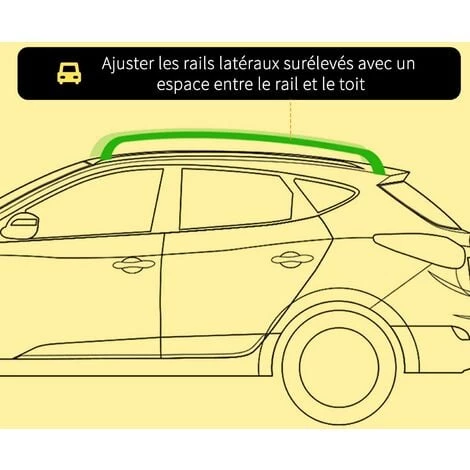 HOMCOM Barres De Toit De Voiture Verrouillables 2 Clés Fournies Dim. 135L X 5,5l X 7H Cm Aluminium Noir - Noir 7 HOMCOM Barres De Toit De Voiture Verrouillables 2 Clés Fournies Dim. 135L X 5,5l X 7H Cm Aluminium Noir - Noir – Image 5