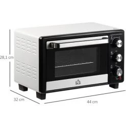 HOMCOM Mini Four 1400 W 16 L - Thermostat 230°C Max - Minuteur 60 Min - 3 Modes De Cuisson - 4 Accessoires Inclus - Acier Inox. Métal Verre Trempé Blanc Noir - Blanc 8 HOMCOM Mini Four 1400 W 16 L - Thermostat 230°C Max - Minuteur 60 Min - 3 Modes De Cuisson - 4 Accessoires Inclus - Acier Inox. Métal Verre Trempé Blanc Noir - Blanc -France HOMCOM Soldes 2022 42169102 3