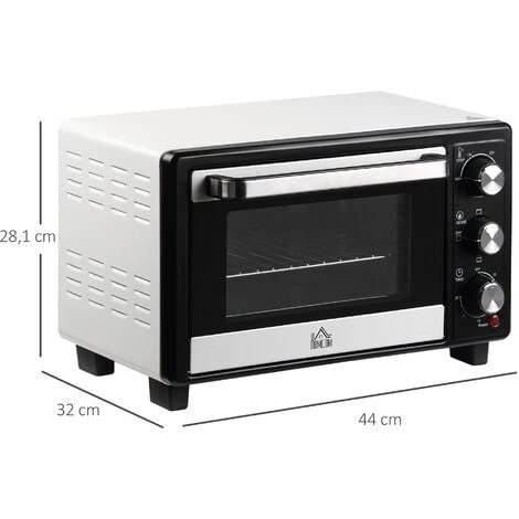 HOMCOM Mini Four 1400 W 16 L - Thermostat 230°C Max - Minuteur 60 Min - 3 Modes De Cuisson - 4 Accessoires Inclus - Acier Inox. Métal Verre Trempé Blanc Noir - Blanc 4 HOMCOM Mini Four 1400 W 16 L - Thermostat 230°C Max - Minuteur 60 Min - 3 Modes De Cuisson - 4 Accessoires Inclus - Acier Inox. Métal Verre Trempé Blanc Noir - Blanc – Image 3
