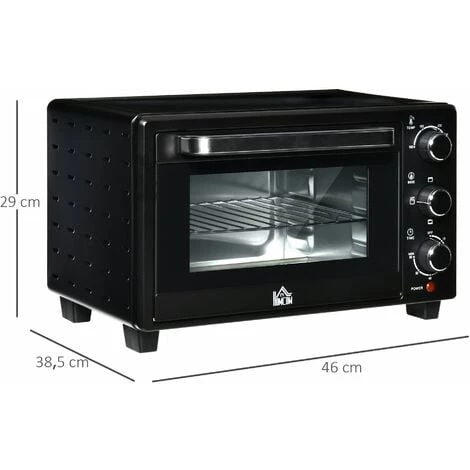 HOMCOM Mini Four 1400 W 21 L - Thermostat 230°C Max - Minuteur 60 Min - 3 Modes De Cuisson - 4 Accessoires Inclus - Acier Inox. Métal Verre Trempé Noir - Noir 5 HOMCOM Mini Four 1400 W 21 L - Thermostat 230°C Max - Minuteur 60 Min - 3 Modes De Cuisson - 4 Accessoires Inclus - Acier Inox. Métal Verre Trempé Noir - Noir – Image 3