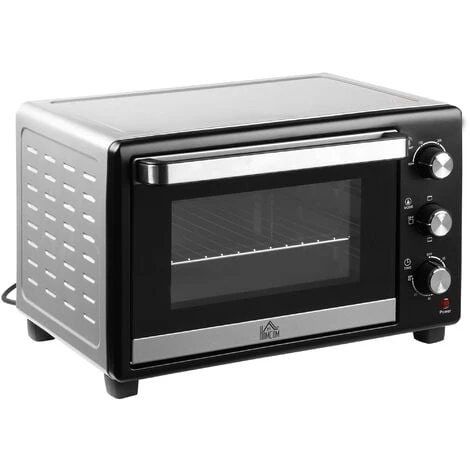 HOMCOM Mini Four 1600 W 28 L - Thermostat 230°C Max - Minuteur 60 Min - 3 Modes De Cuisson - 4 Accessoires Inclus - Acier Inox. Verre Trempé Gris Métal Noir - Gris 3 HOMCOM Mini Four 1600 W 28 L - Thermostat 230°C Max - Minuteur 60 Min - 3 Modes De Cuisson - 4 Accessoires Inclus - Acier Inox. Verre Trempé Gris Métal Noir - Gris