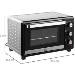 HOMCOM Mini Four 1600 W 28 L - Thermostat 230°C Max - Minuteur 60 Min - 3 Modes De Cuisson - 4 Accessoires Inclus - Acier Inox. Verre Trempé Gris Métal Noir - Gris 9 HOMCOM Mini Four 1600 W 28 L - Thermostat 230°C Max - Minuteur 60 Min - 3 Modes De Cuisson - 4 Accessoires Inclus - Acier Inox. Verre Trempé Gris Métal Noir - Gris -France HOMCOM Soldes 2022 42169104 3